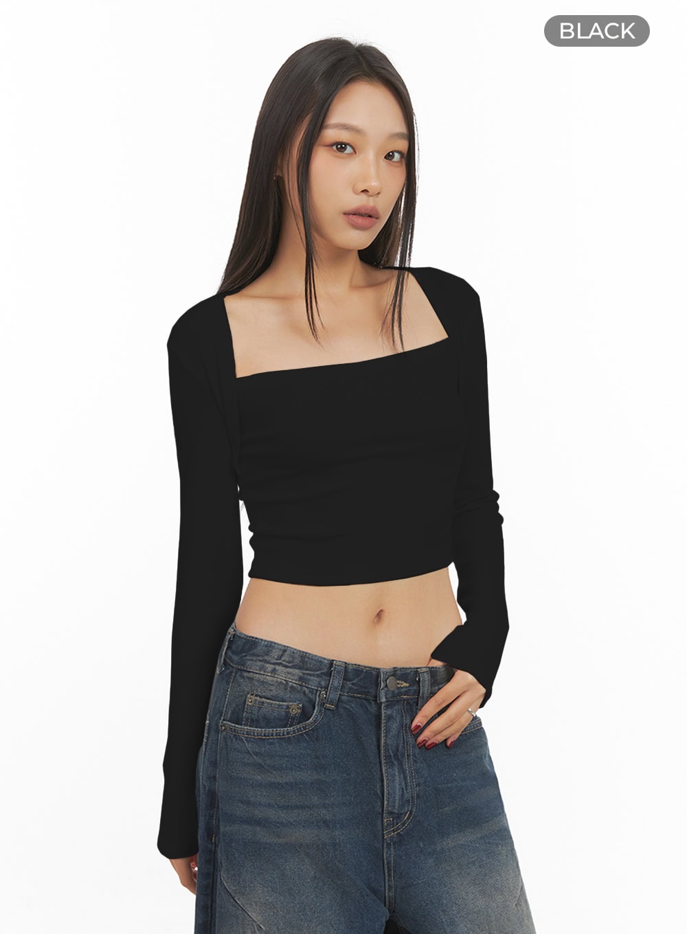 Square Neck Bolero-Style Slim Fit Crop Top IS427