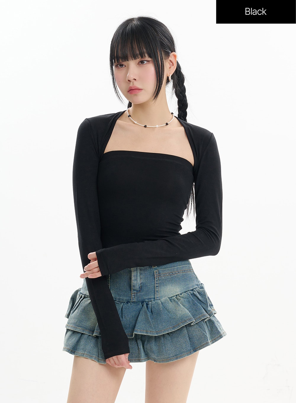 Hollow Out Shrug and Solid Tube Top IF413