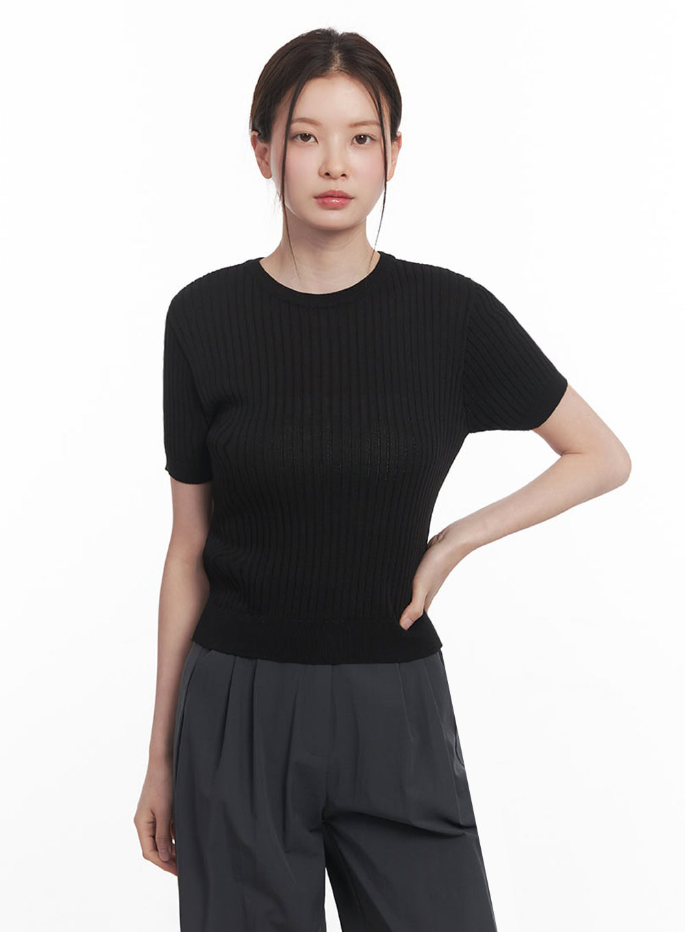 Essential Ribbed Knit Top IY513