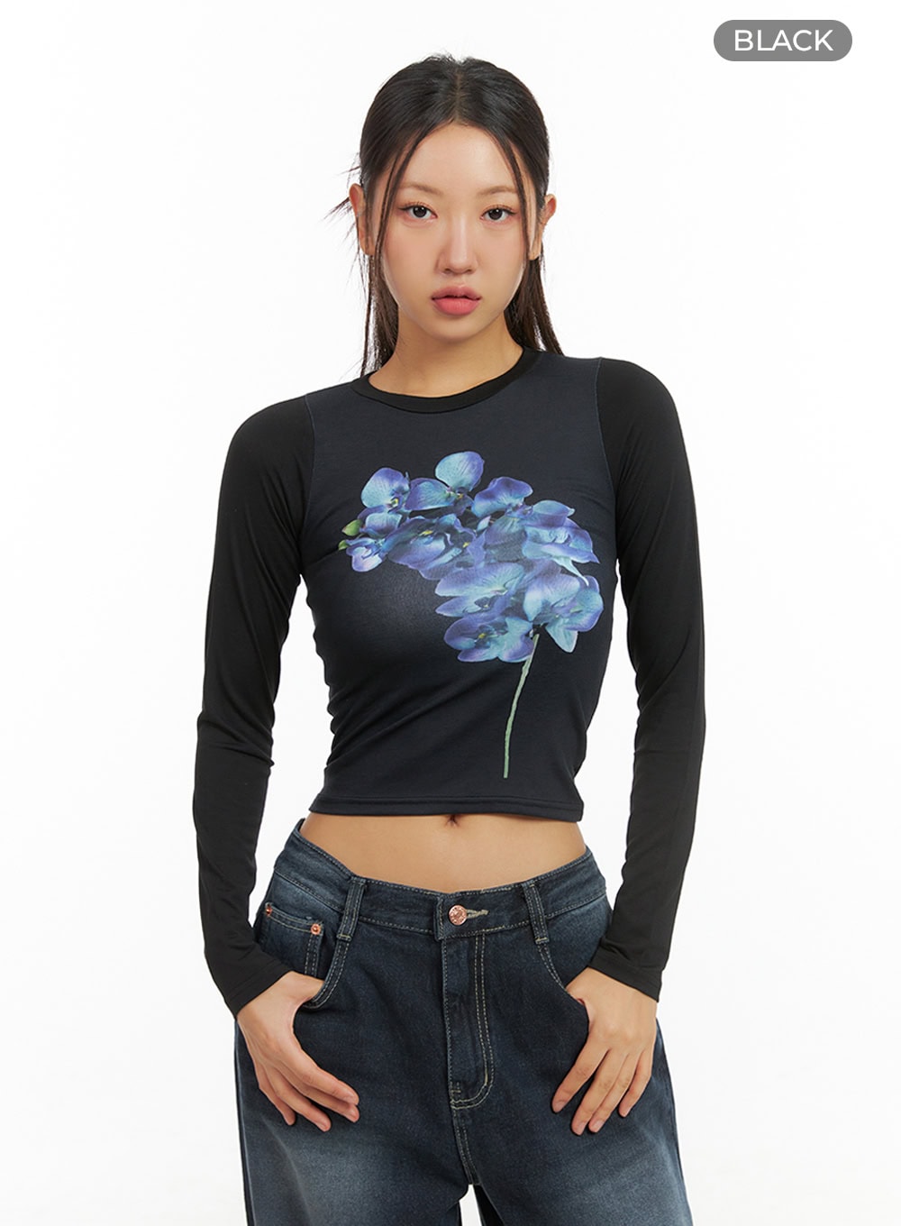 Flower Graphic Bliss Long Sleeve Top IS402
