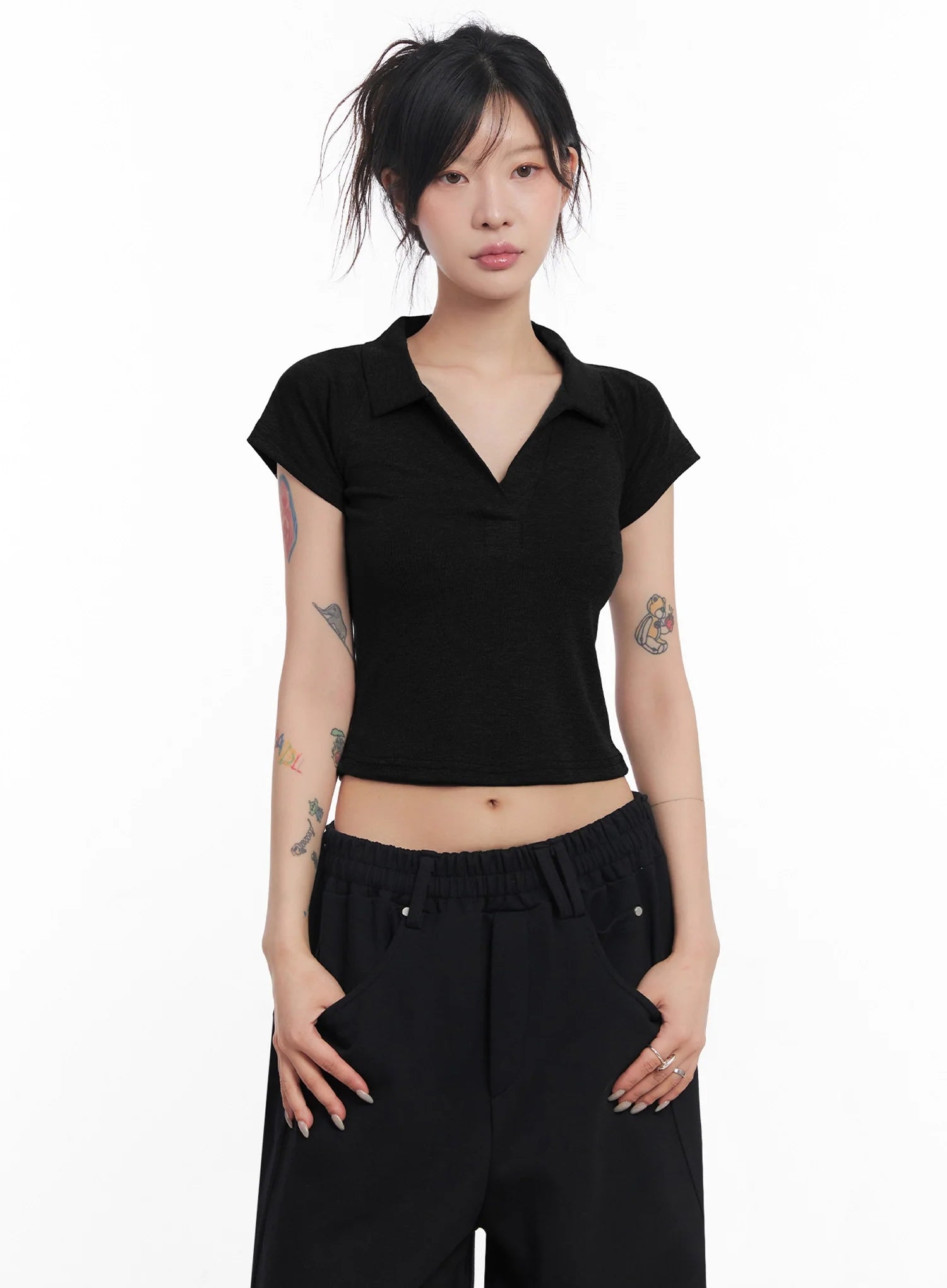 Cropped Collared Tee IC503