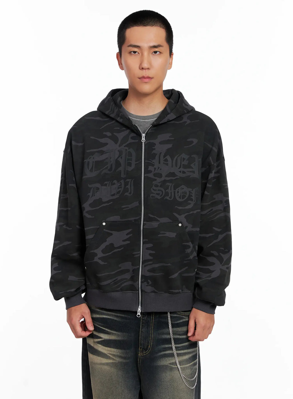 Men's Camo Graphic Hooded Zip-Up IS509