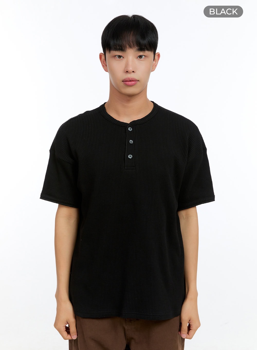 Men's Buttoned Ribbed Cotton Top IG416