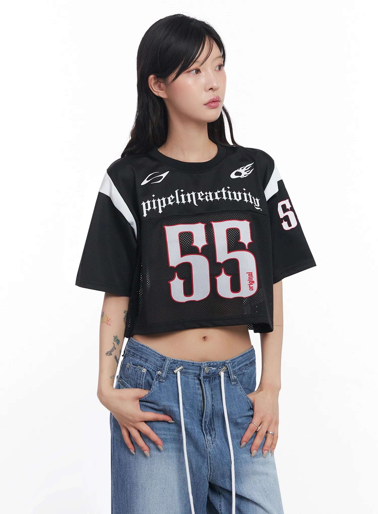 Mesh Jersey Crop Top  IC503