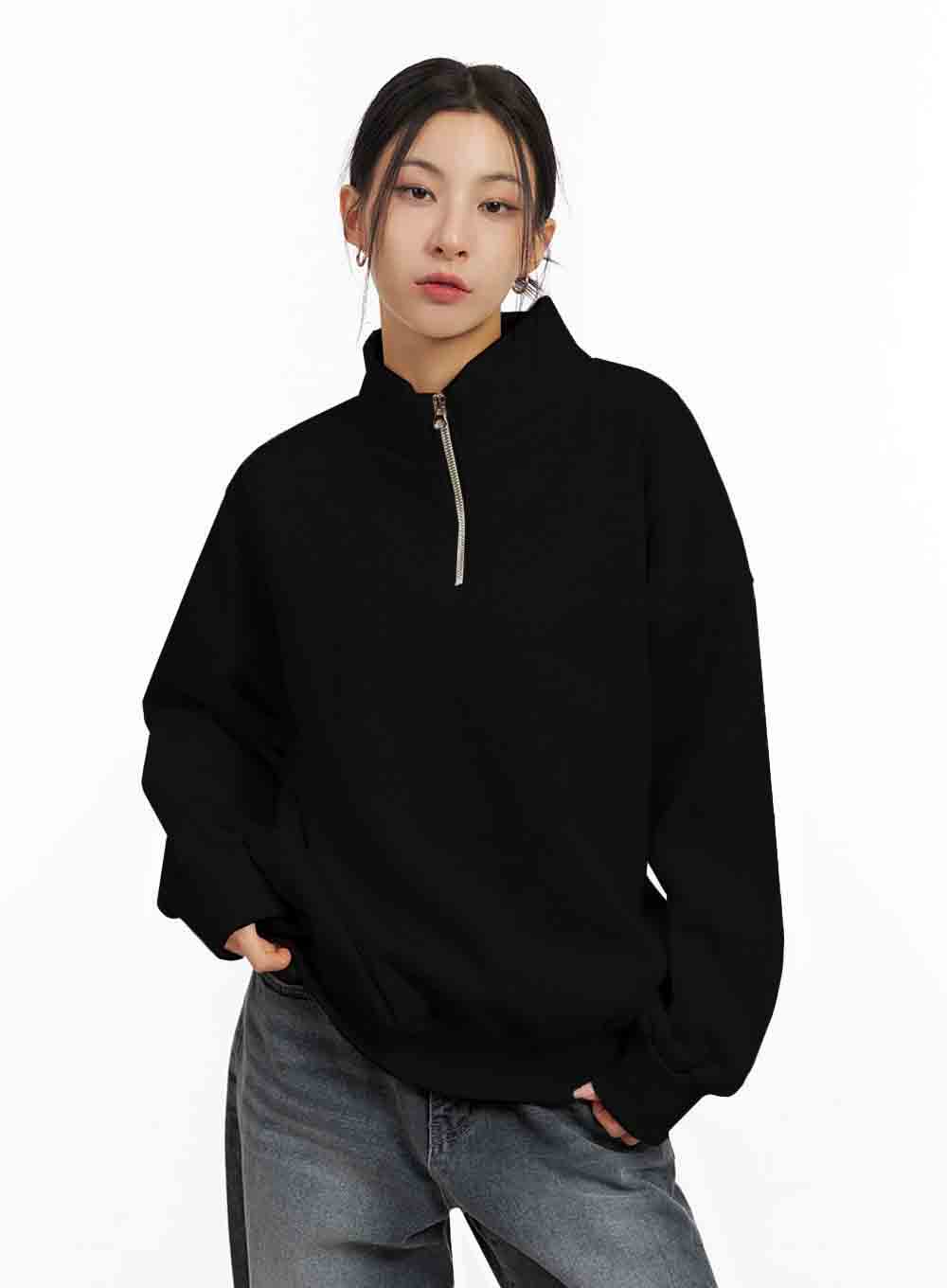 Loose-Fit Half-Zip Sweatshirt IJ503