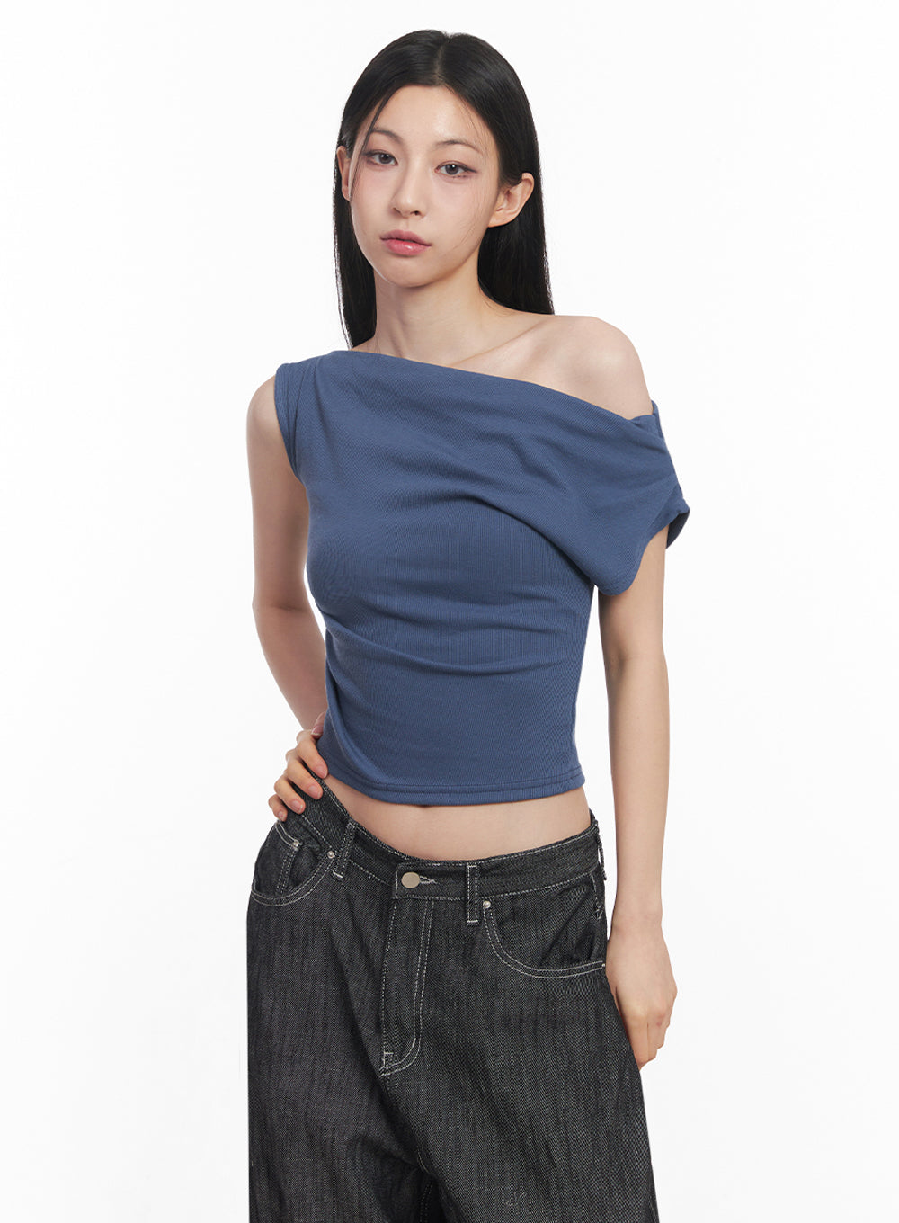 Asymmetric Short Sleeve Wrap Shirt IY516