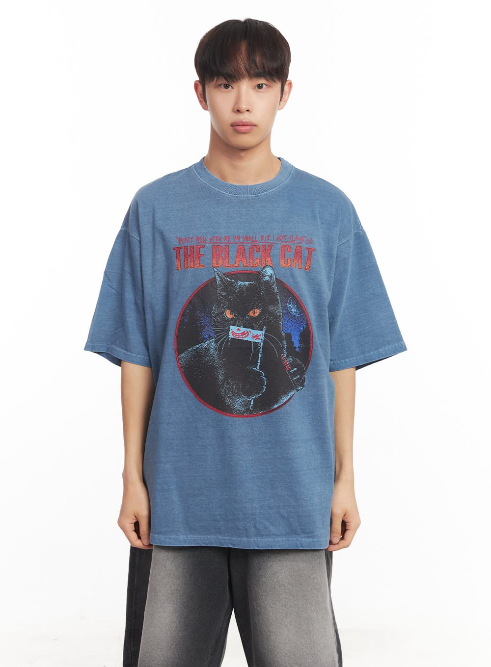 Men's Cat Graphic Oversized T-Shirt IA521
