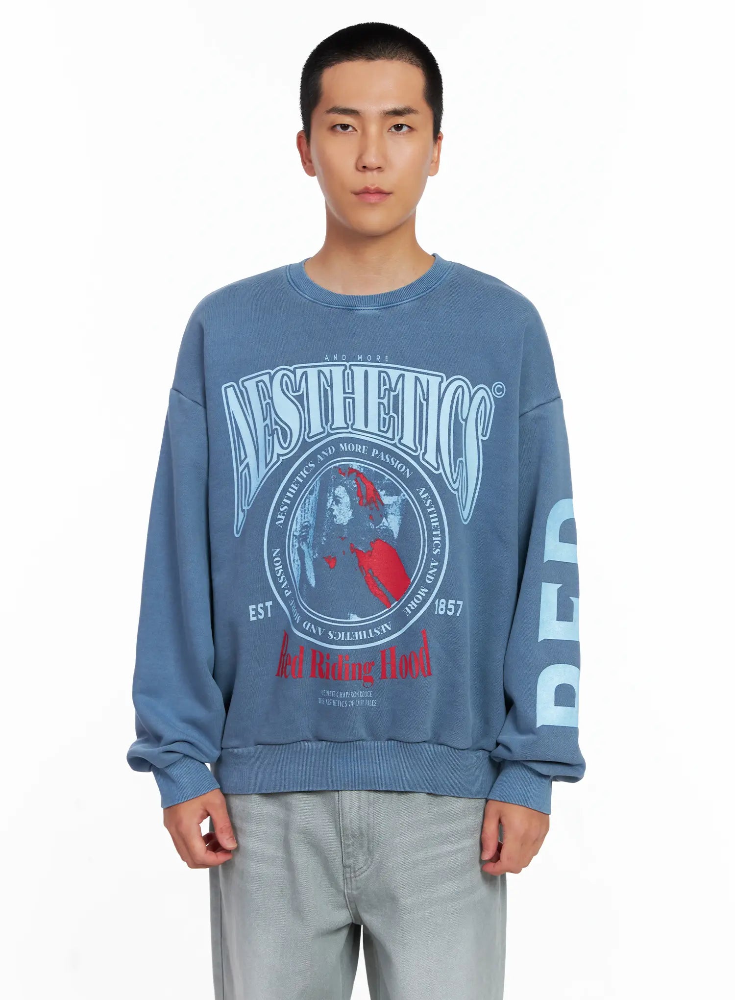 Men's Vintage Red Graphic Crewneck IS509