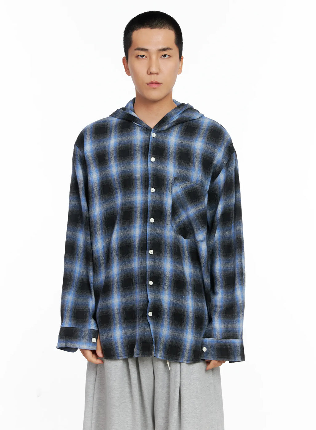 Men's Plaid Flannel Hooded Shirt IG529