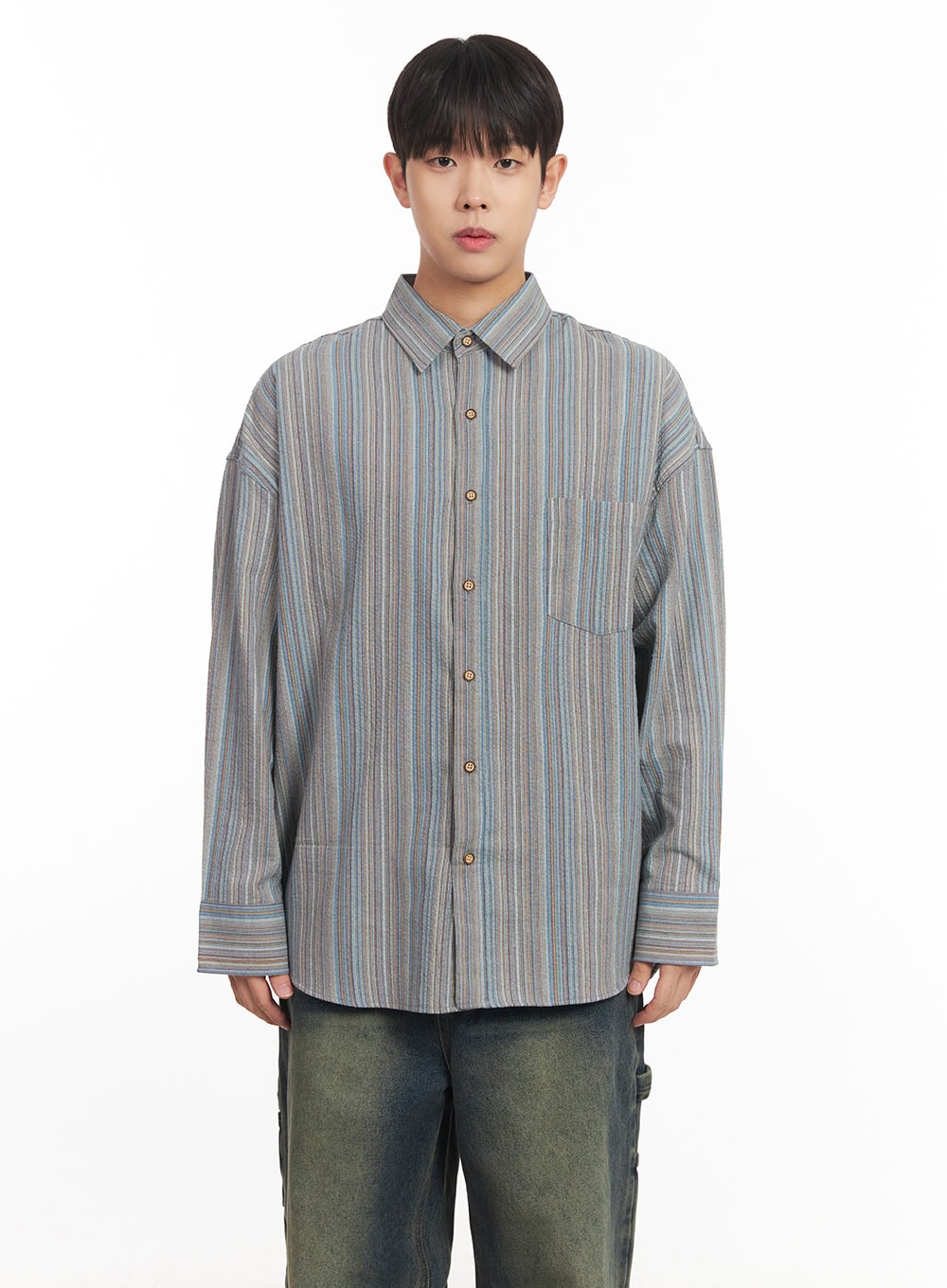 Men's Oversize Stripe Collared Shirt IM527