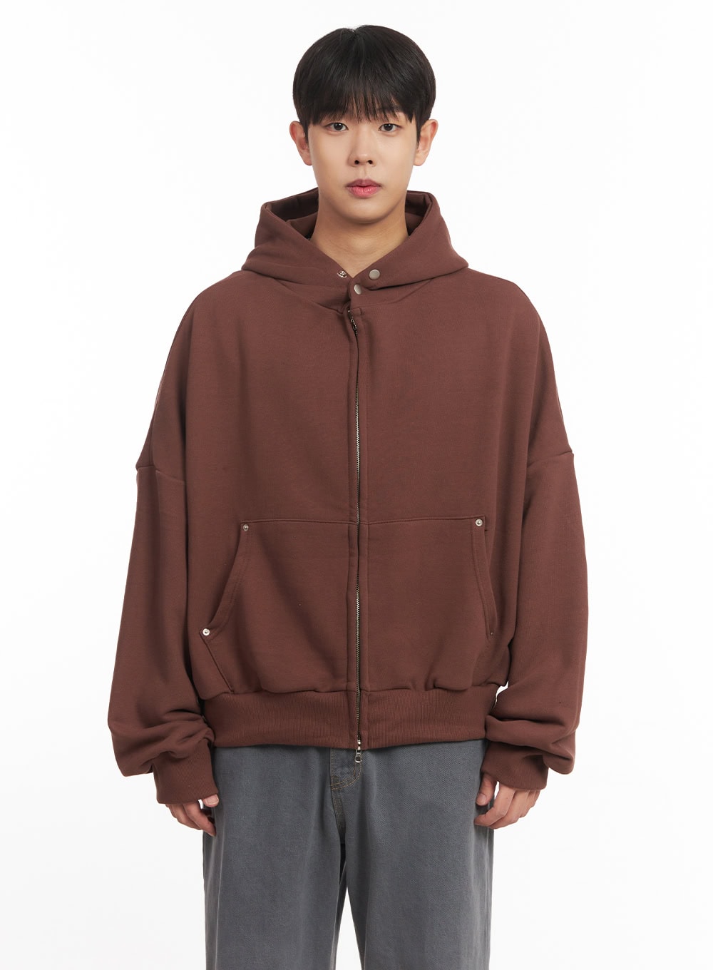 Men's Oversize Zip-Up Hooded Jacket IM527