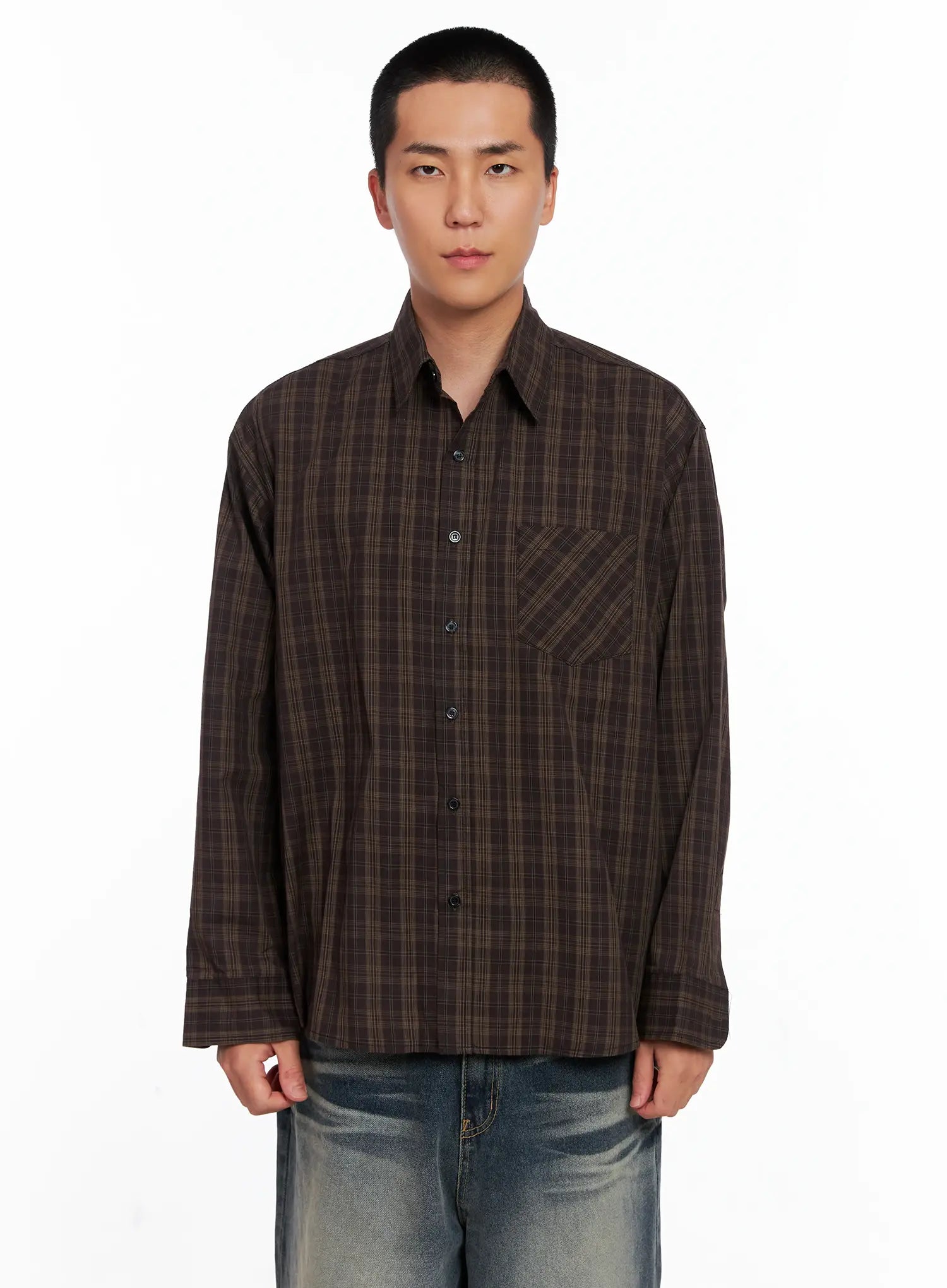 Men's Checkered Button Up Shirt IS510