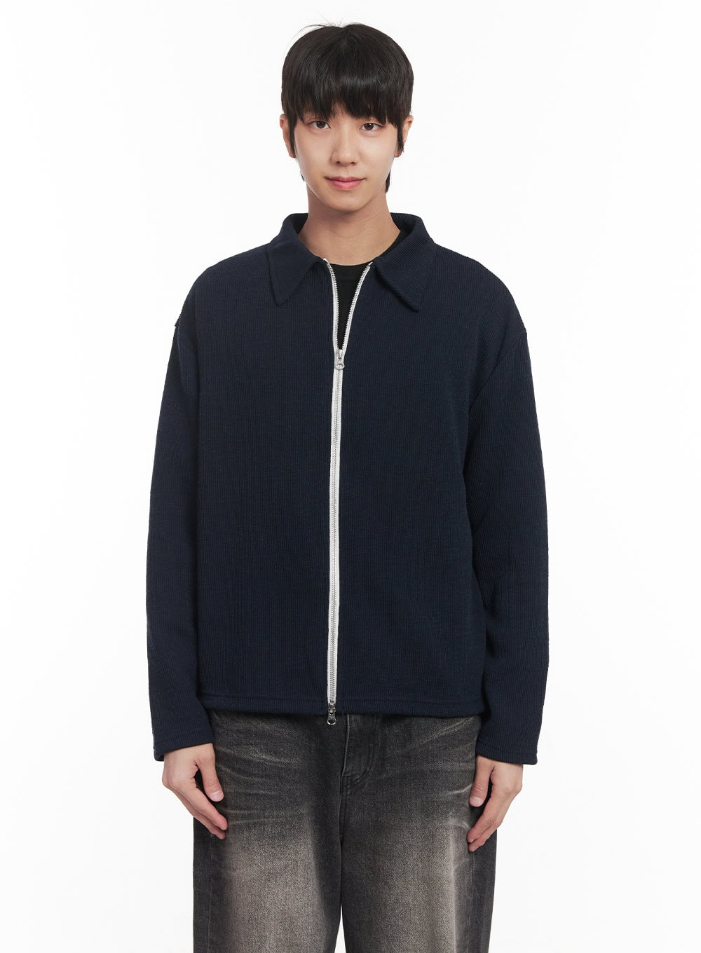 Men's Zip-Up Collared Cardigan Jacket IM518