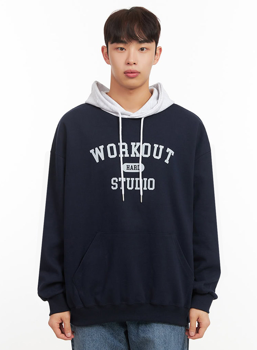 Men's Oversized Contrast Graphic Hoodie IF517