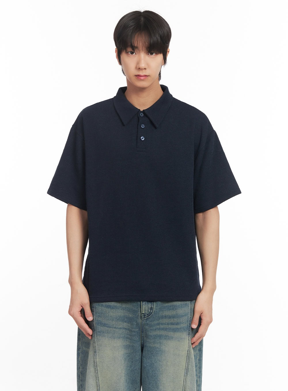 Men's Collared Knitted T-Shirt IA511