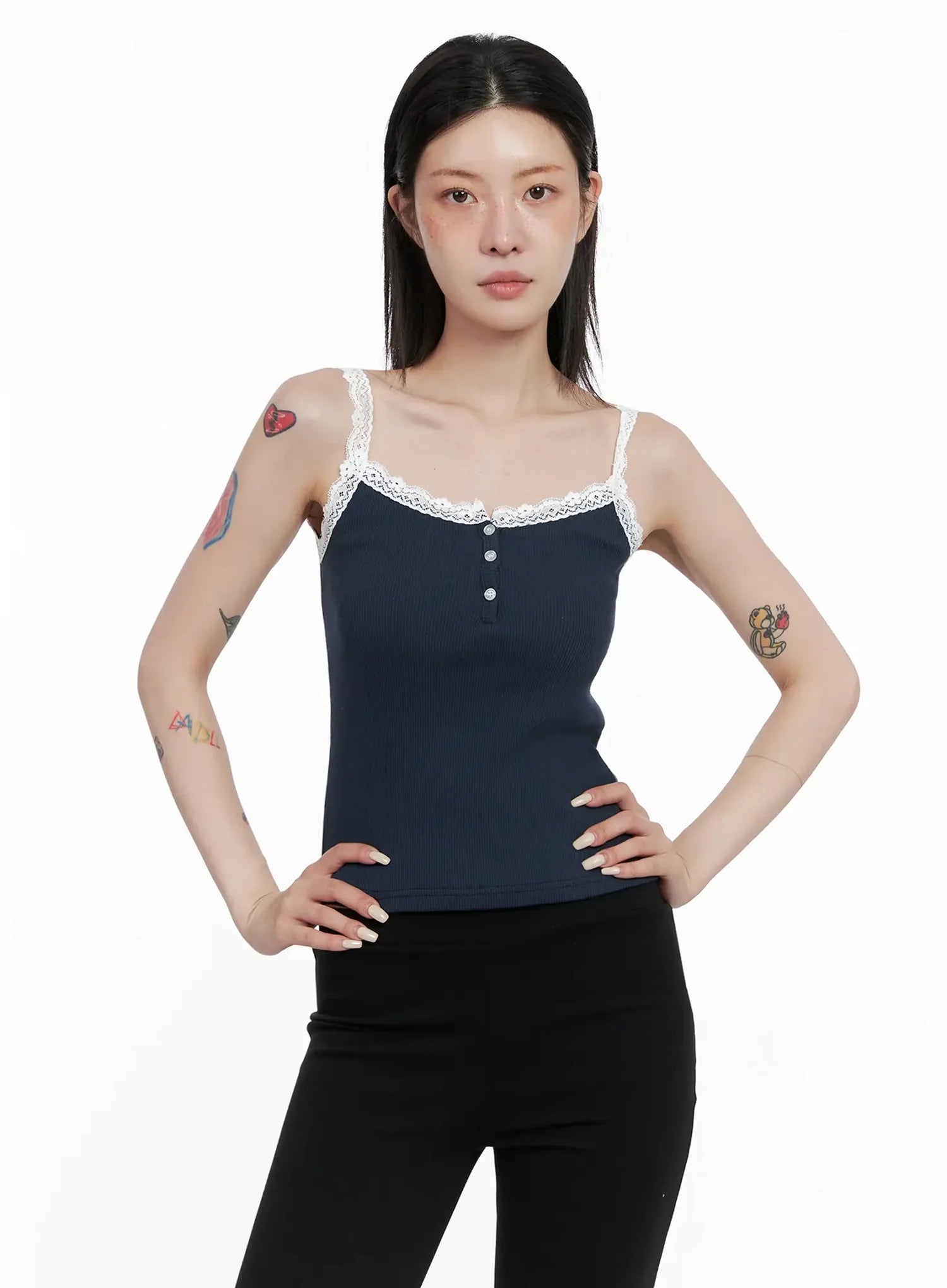 Lace Trim Tank Top IS508