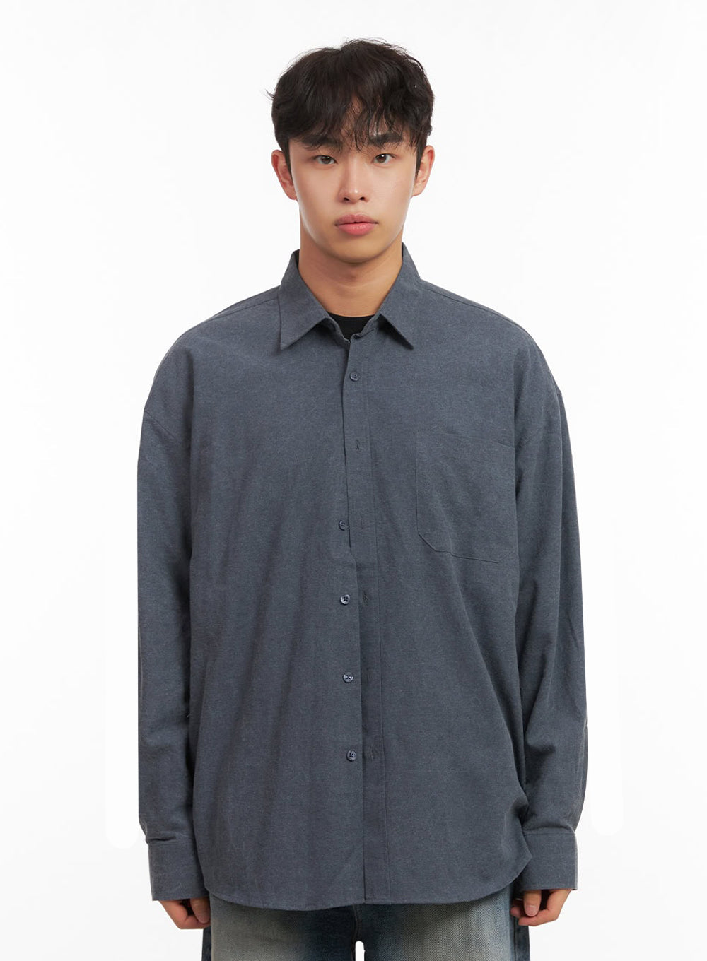 Men's Washed Oversized Collar Shirt ID427