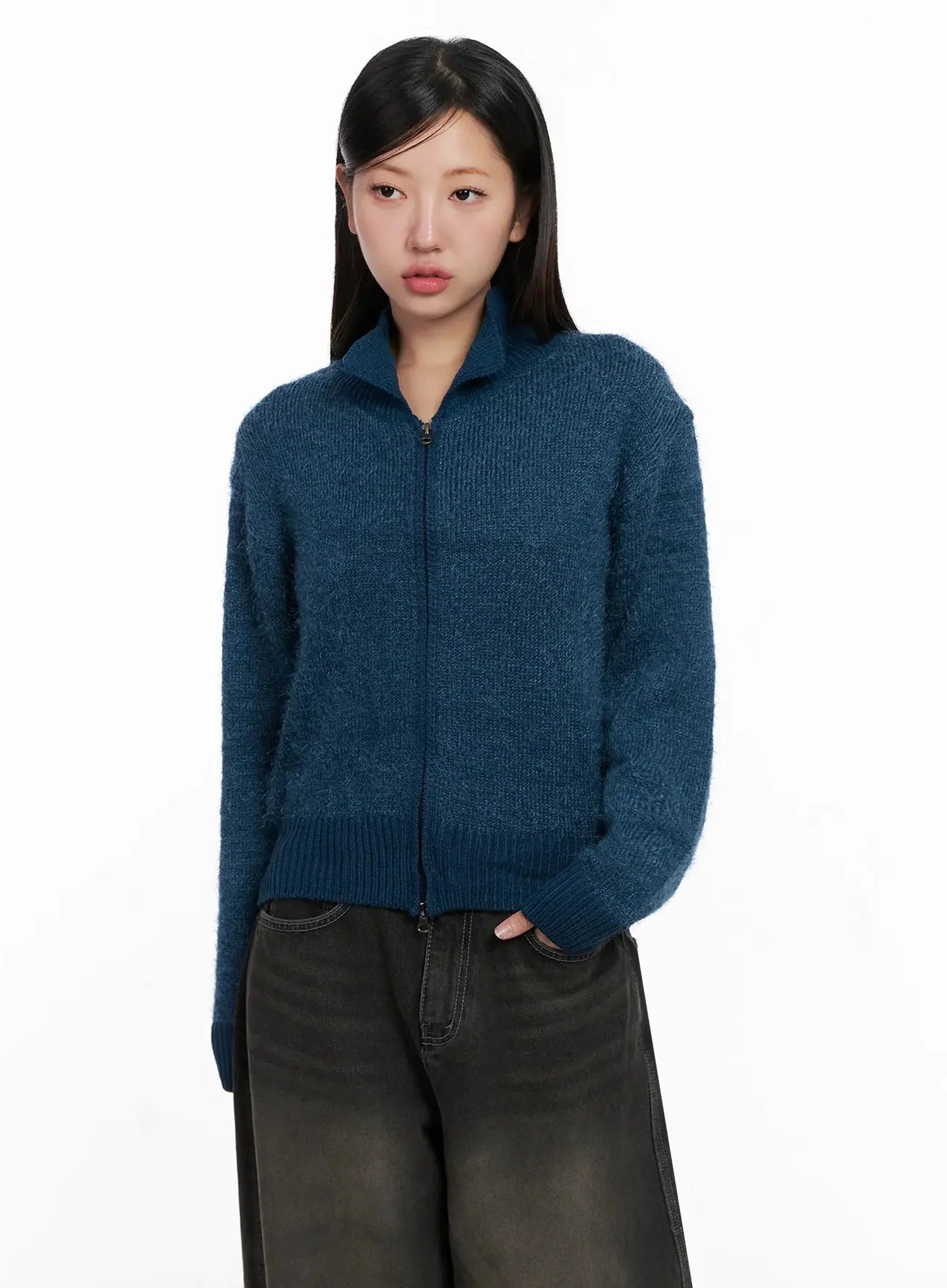 High Neck Zip Up Sweater IG527