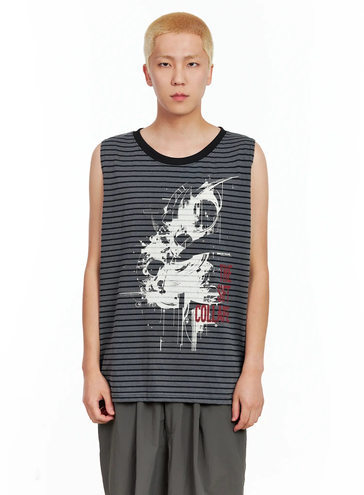 Men's Striped Sleeveless Tee IL511