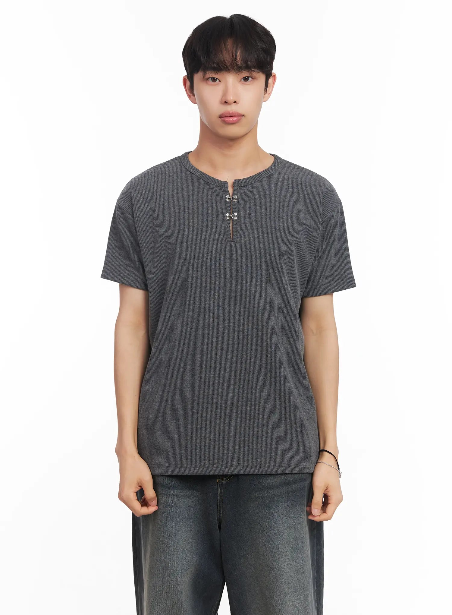 Men's Henley Neck Short-Sleeve Tee IU519