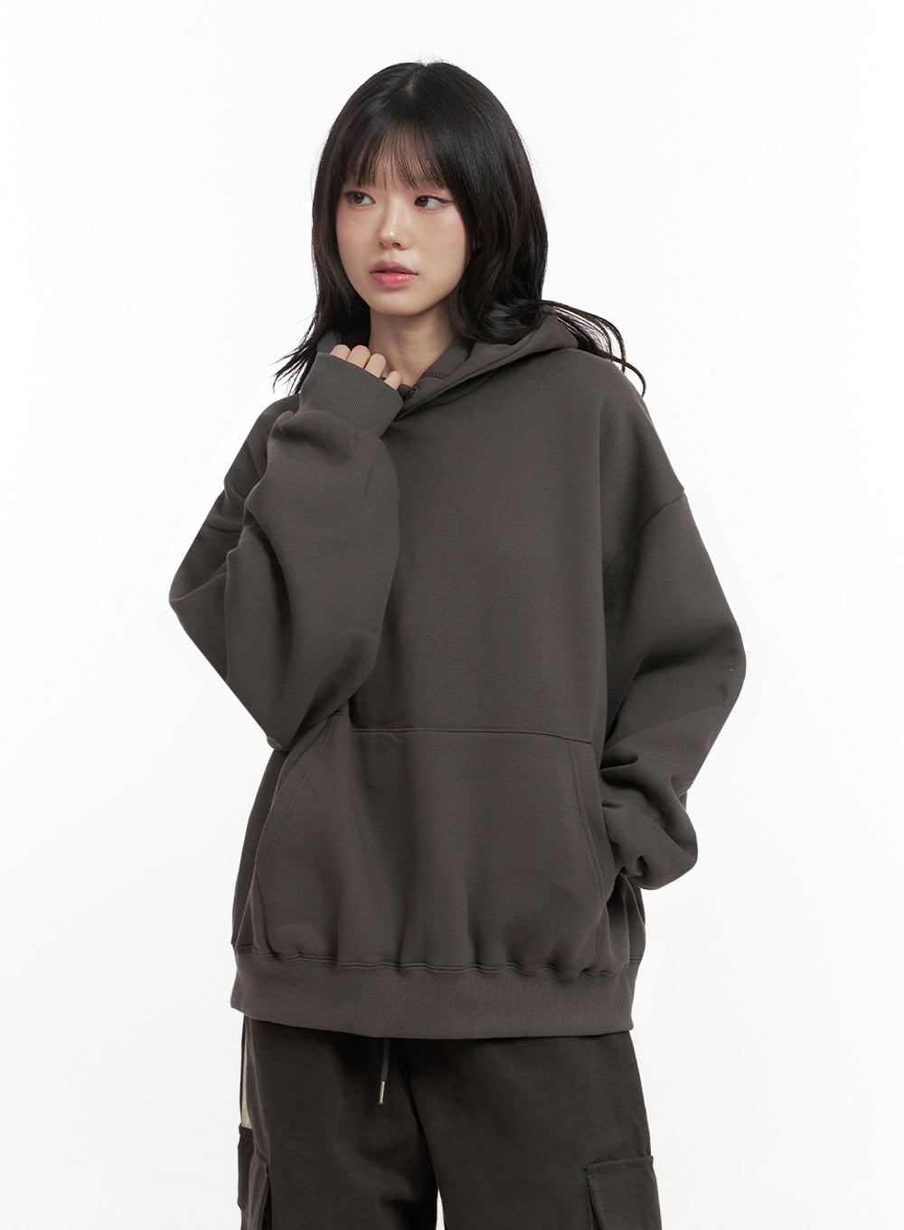 Oversized Solid Hooded Sweatshirt IN427