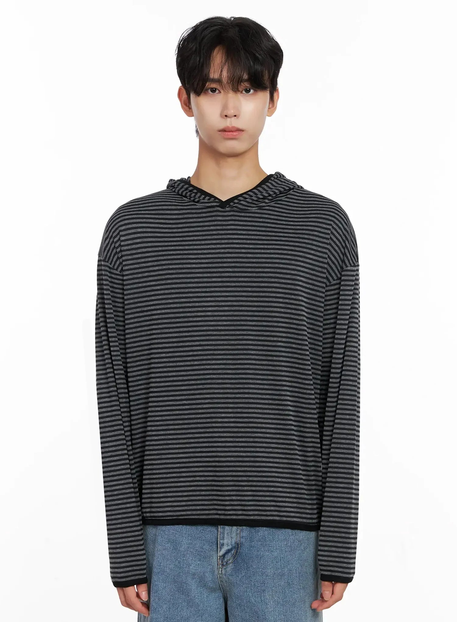 Men's Striped Hooded Long Sleeve IO517