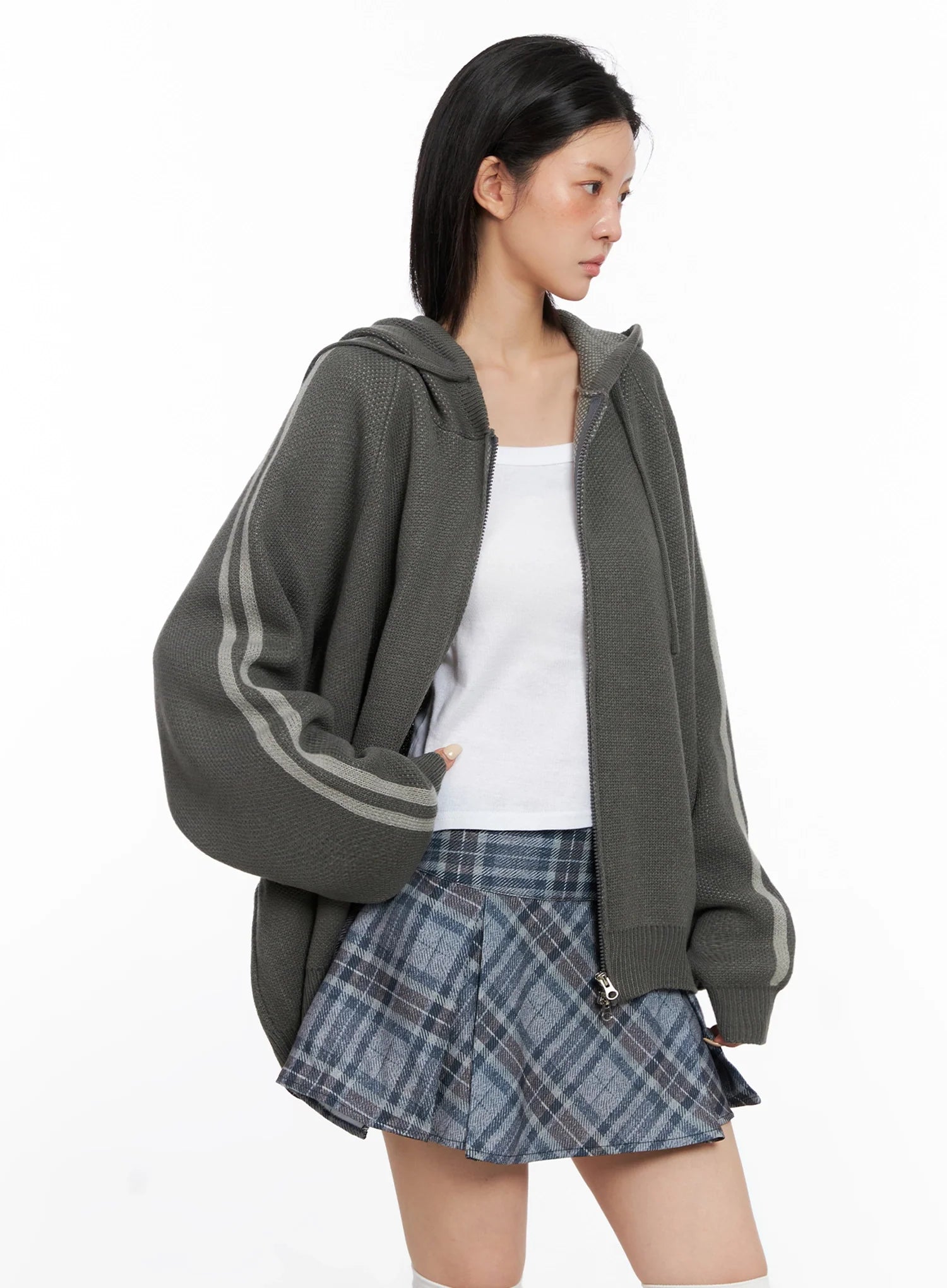 Striped Sleeve Casual Hoodie IS515