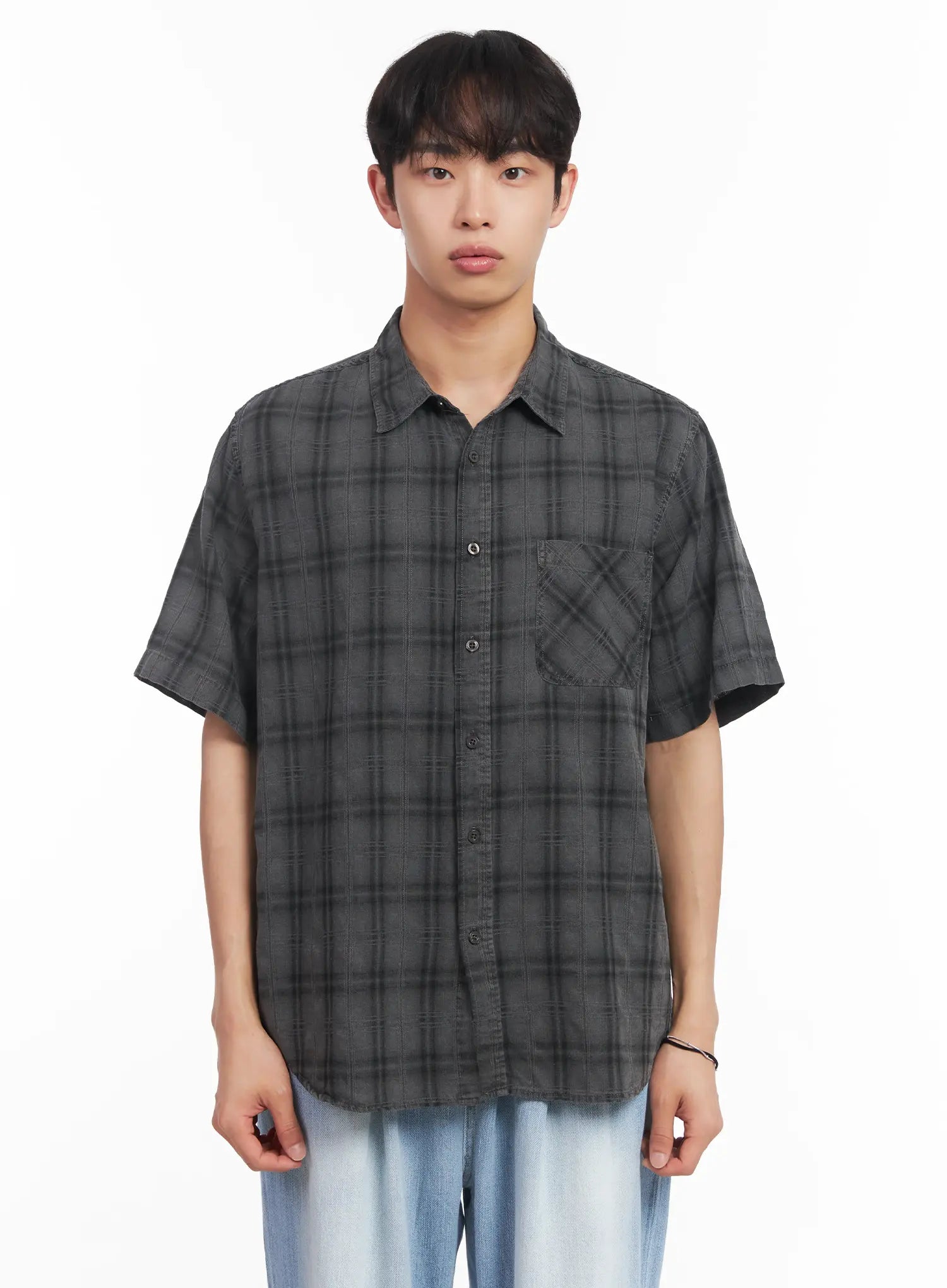 Men's Short-Sleeve Flannel Shirt IU519