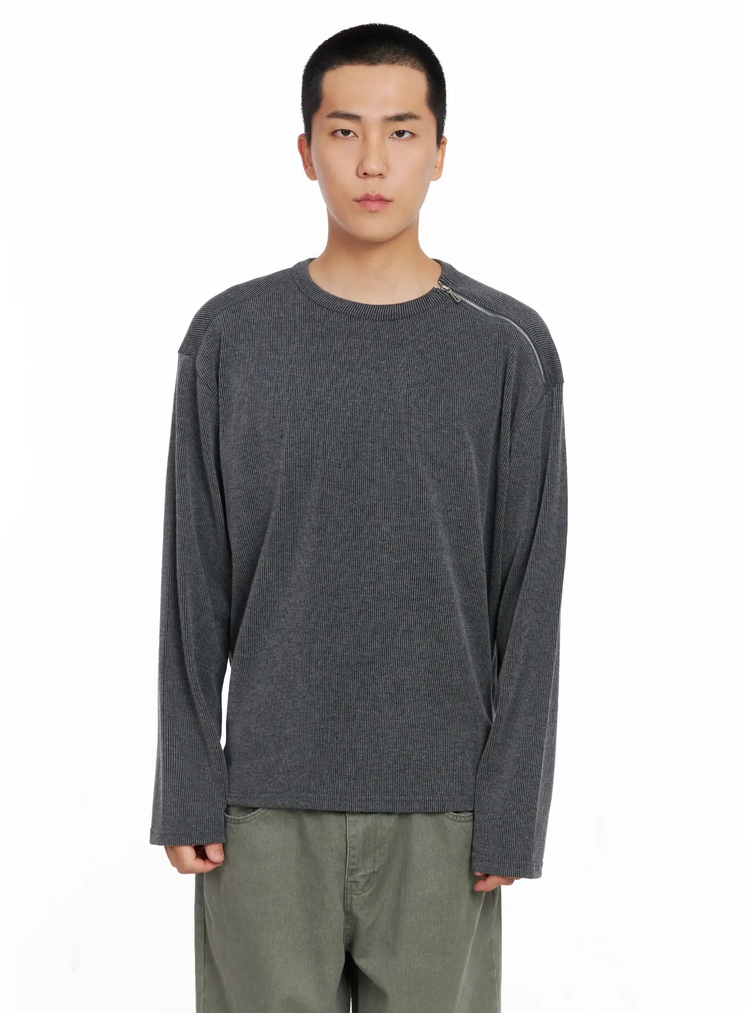 Men's One-Shoulder Zip Long Sleeve  IG529