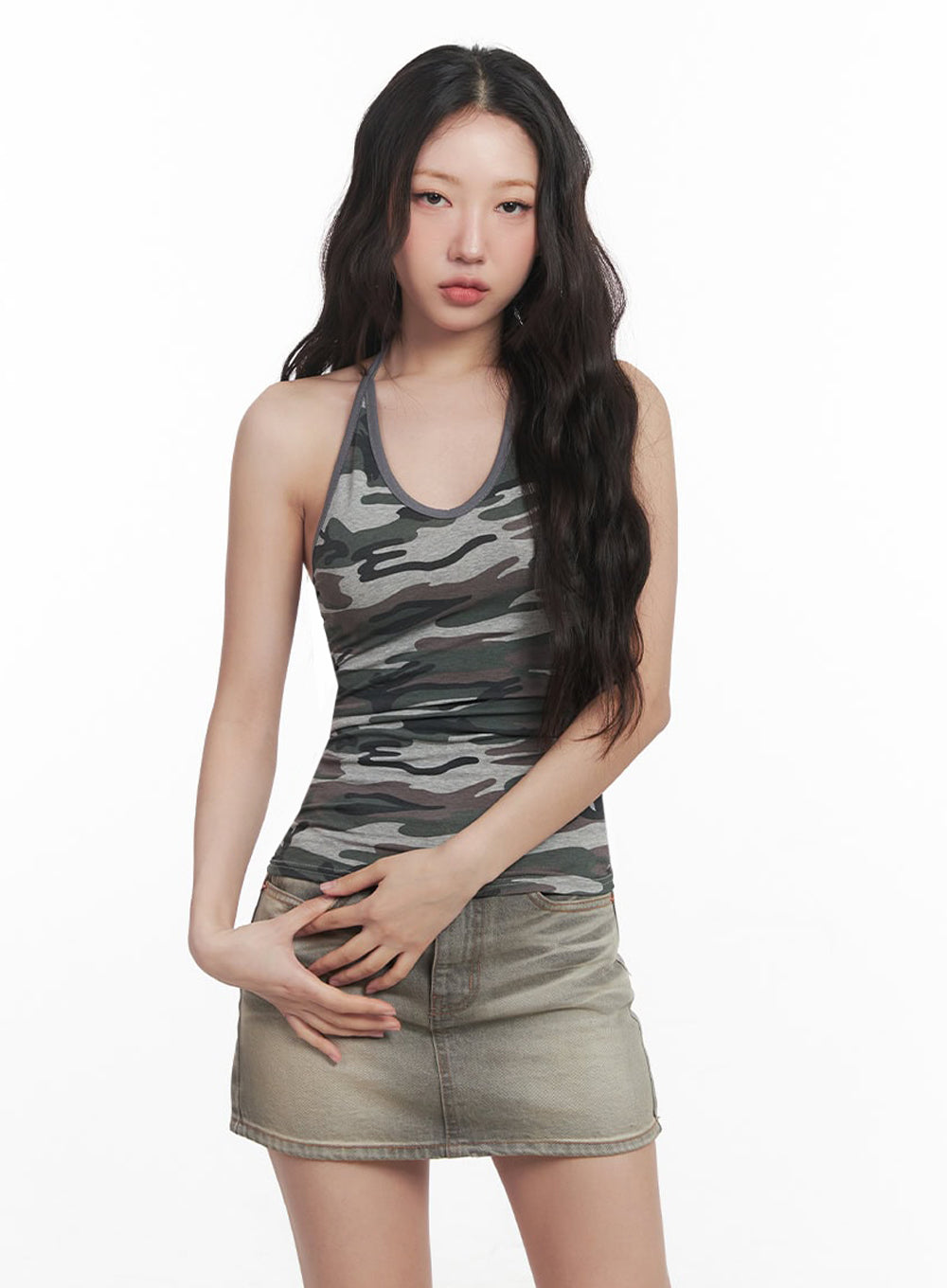 Camo Halter-Neck Cami Top IM528