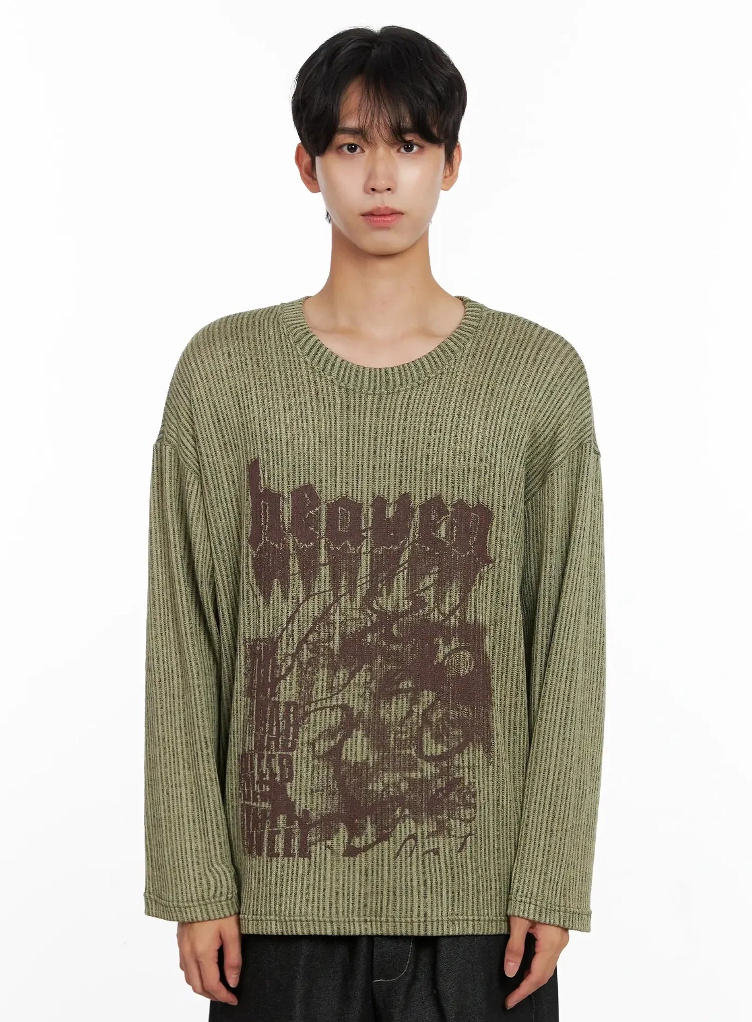 Men's Striped Graphic Knit Long Sleeve IO517