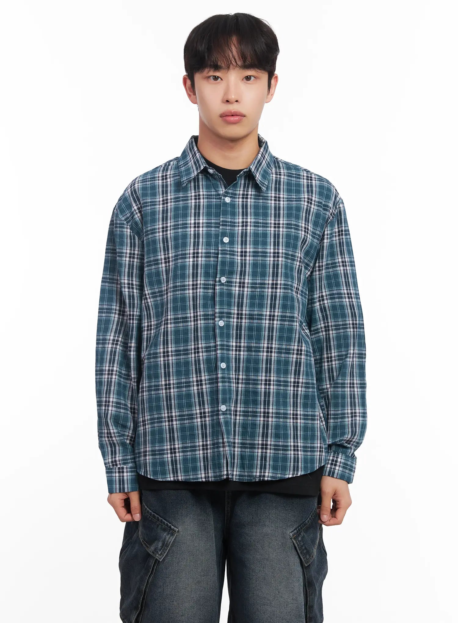 Men's Loose-Fit Flannel Shirt IU519