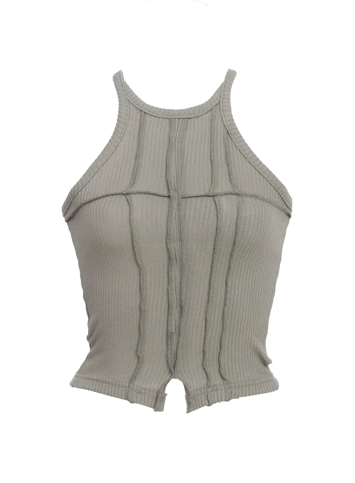 Ribbed Halter Cut-Out Tank  IC503