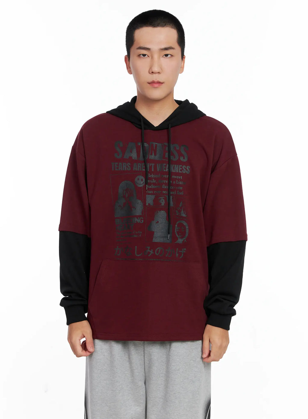 Men's Layered Graphic Hoodie Shirt IG529