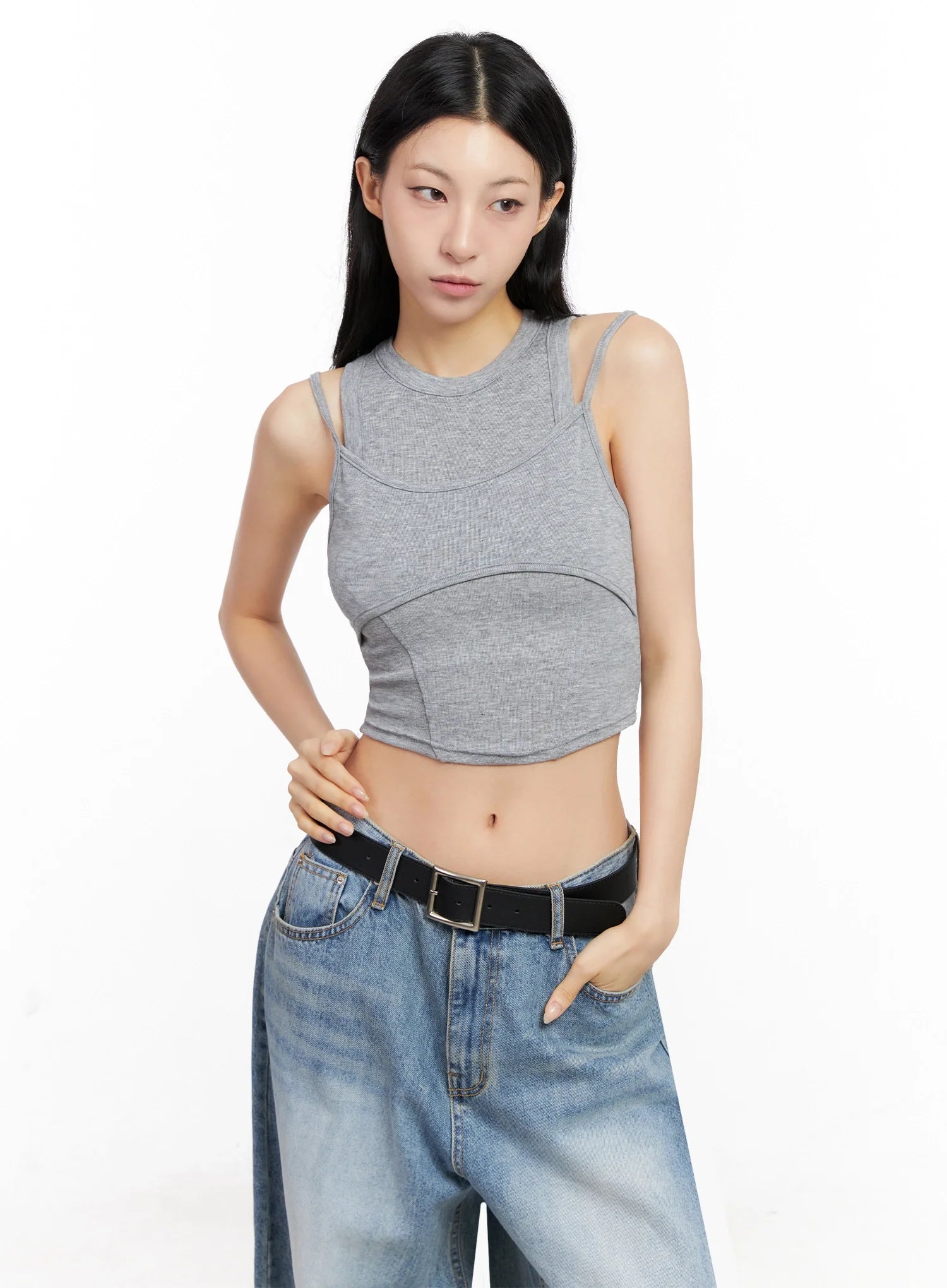 Double Strap Sleeveless Crop Top IG508