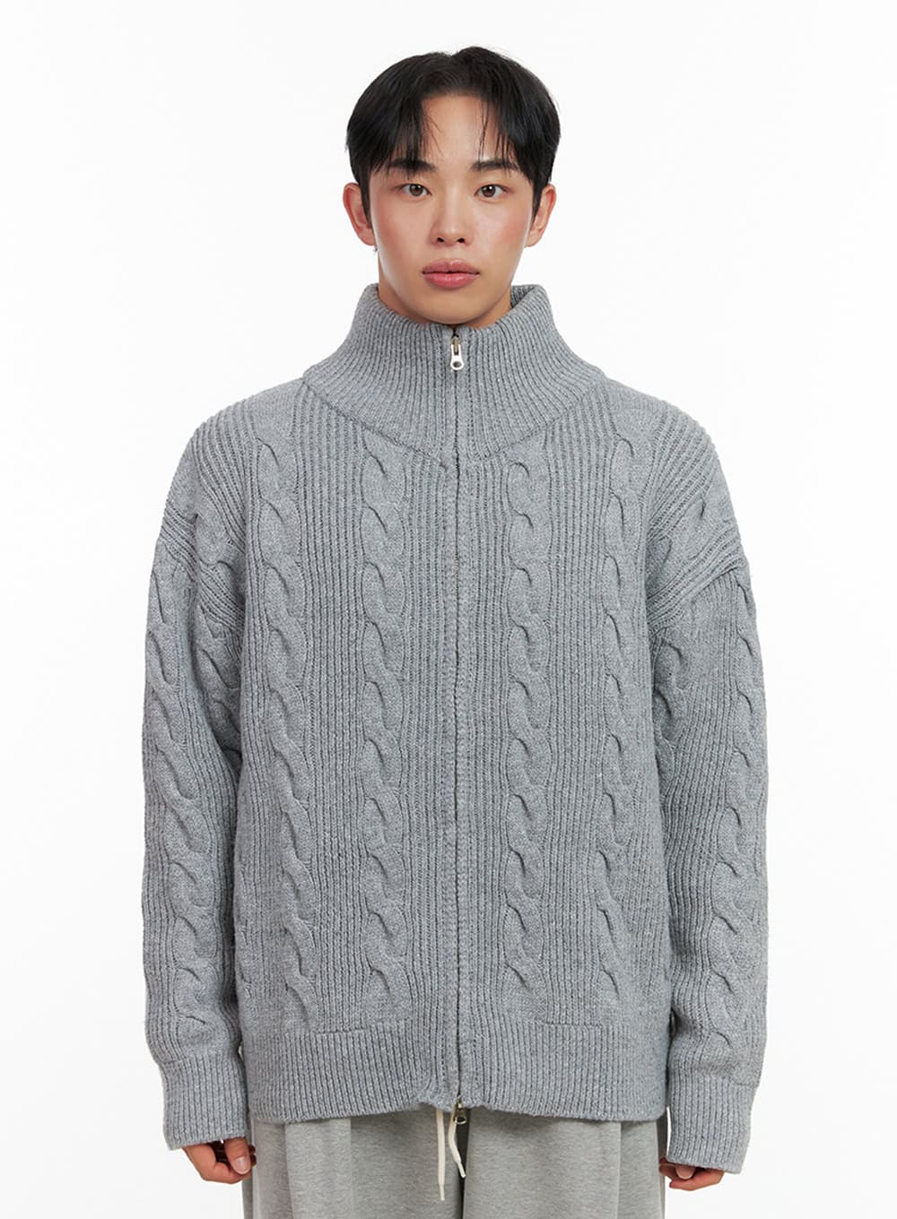Men's Cable Knit Zip-Up Sweater IN426