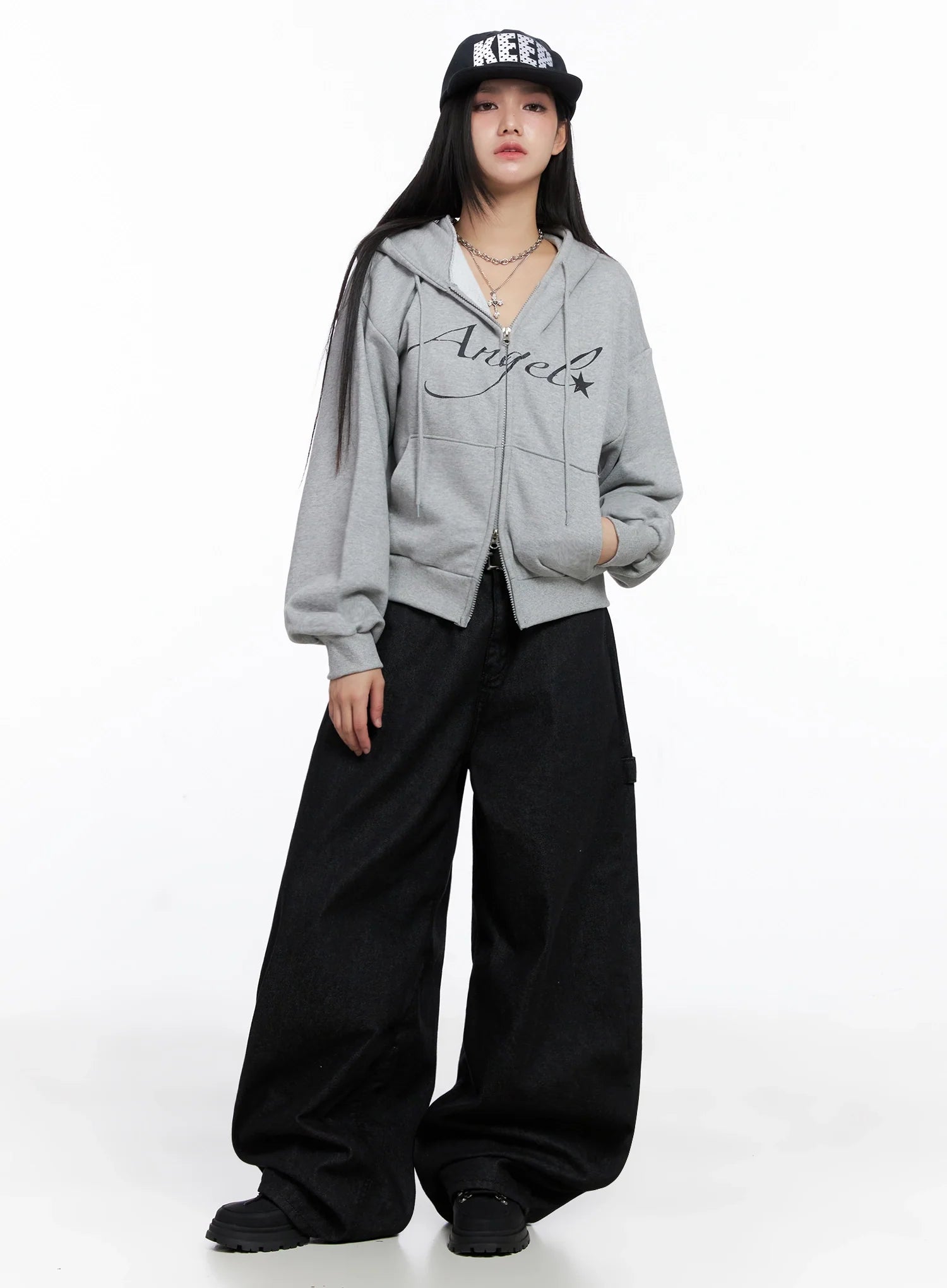 Angel Graphic Zip-Up Hoodie IS525