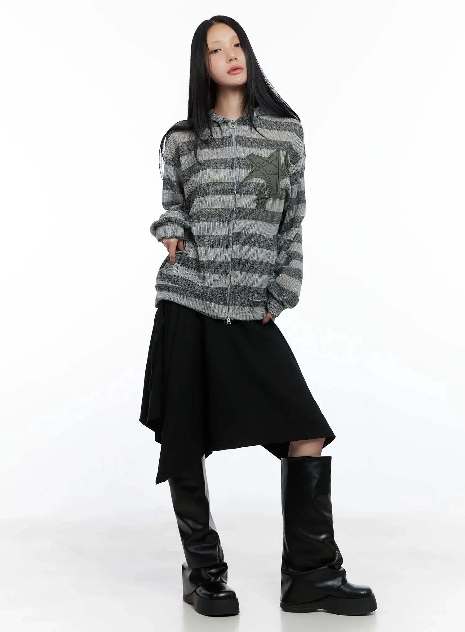 Star Patch Striped Zip-Up IS525