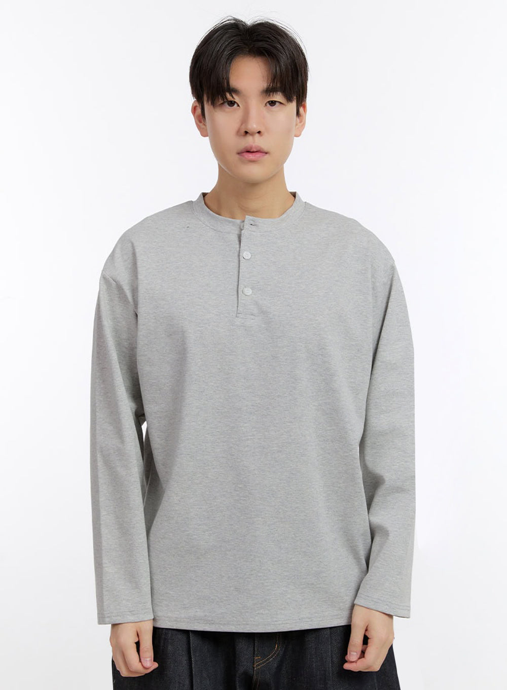 Men's Half-Buttoned Long-Sleeve T-Shirt IF528