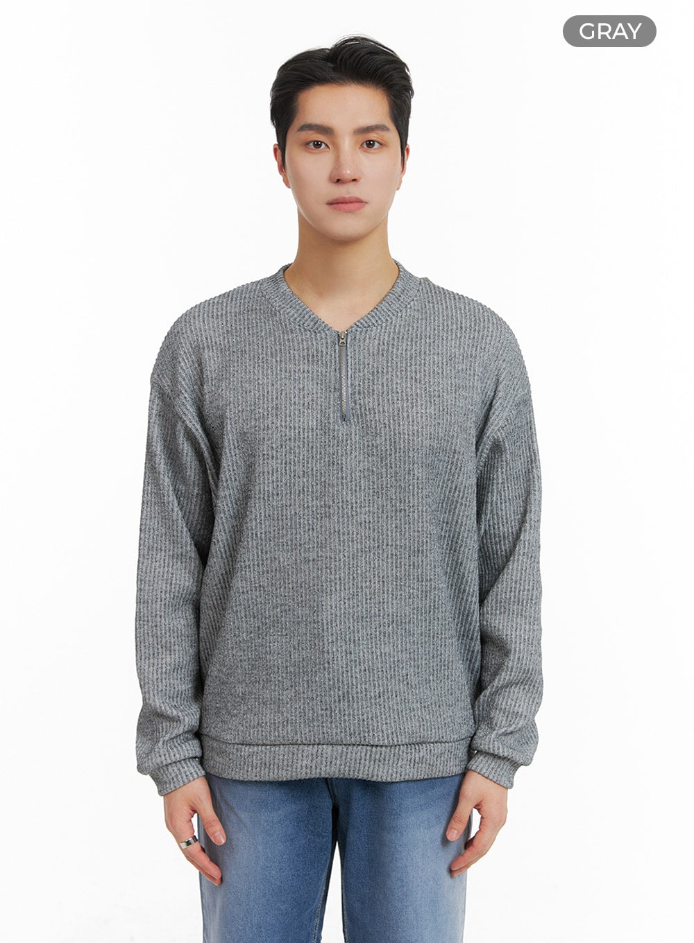 Men's Quarter Zip-Up Knit Sweater IA401