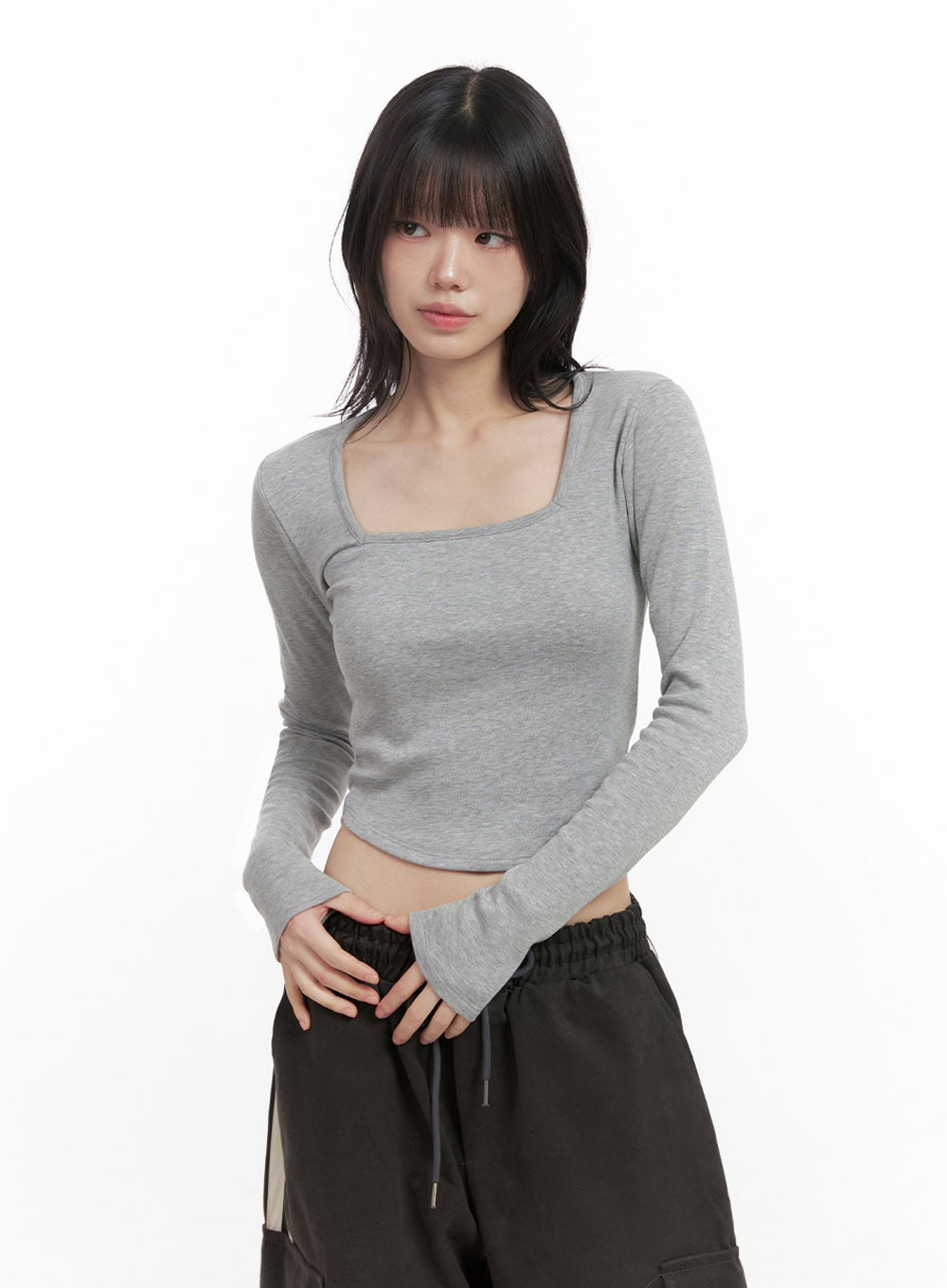 Square Neck Slim-Fit Crop Top ID402