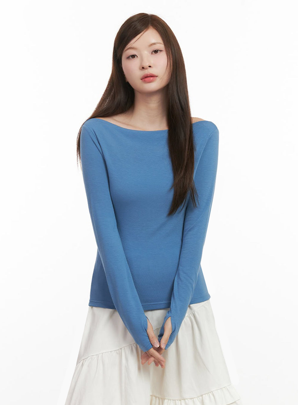 Chic Boat Neck Long Sleeve Top IJ527