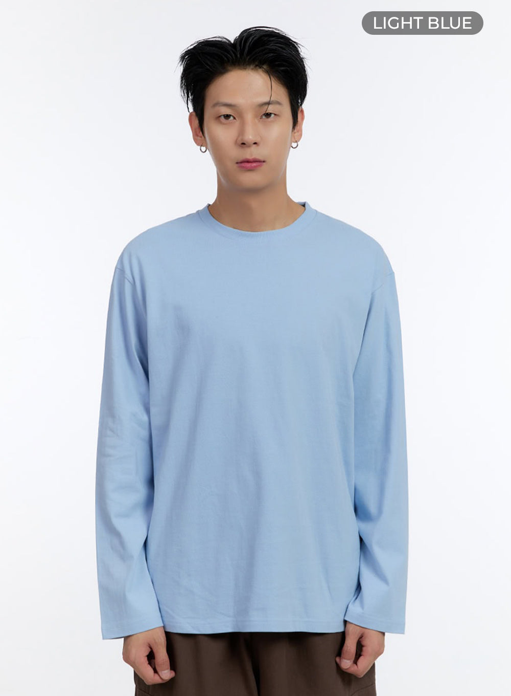 Men's Soft Round Neck Long Sleeve T-Shirt IO428