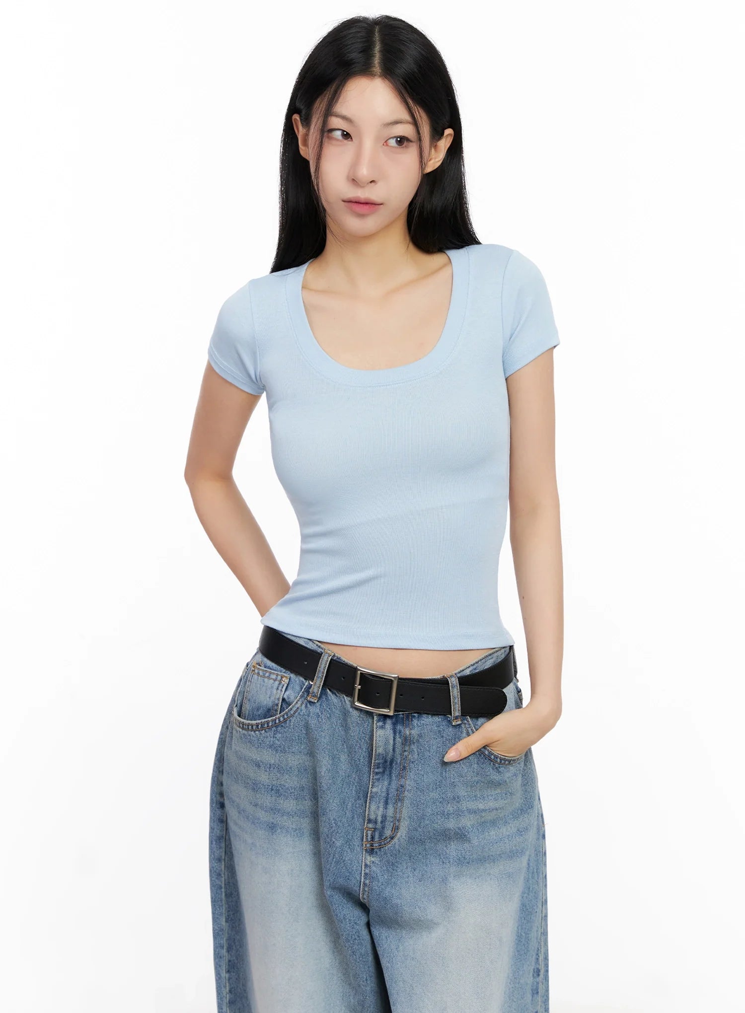 Basic Ribbed Cropped Tee IG508