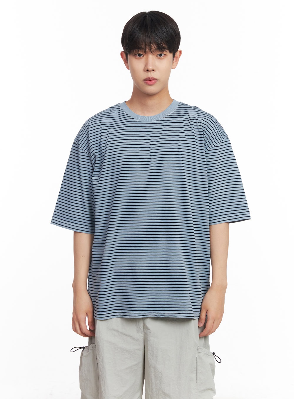 Men's Cotton Striped Round-Neck T-Shirt IY522