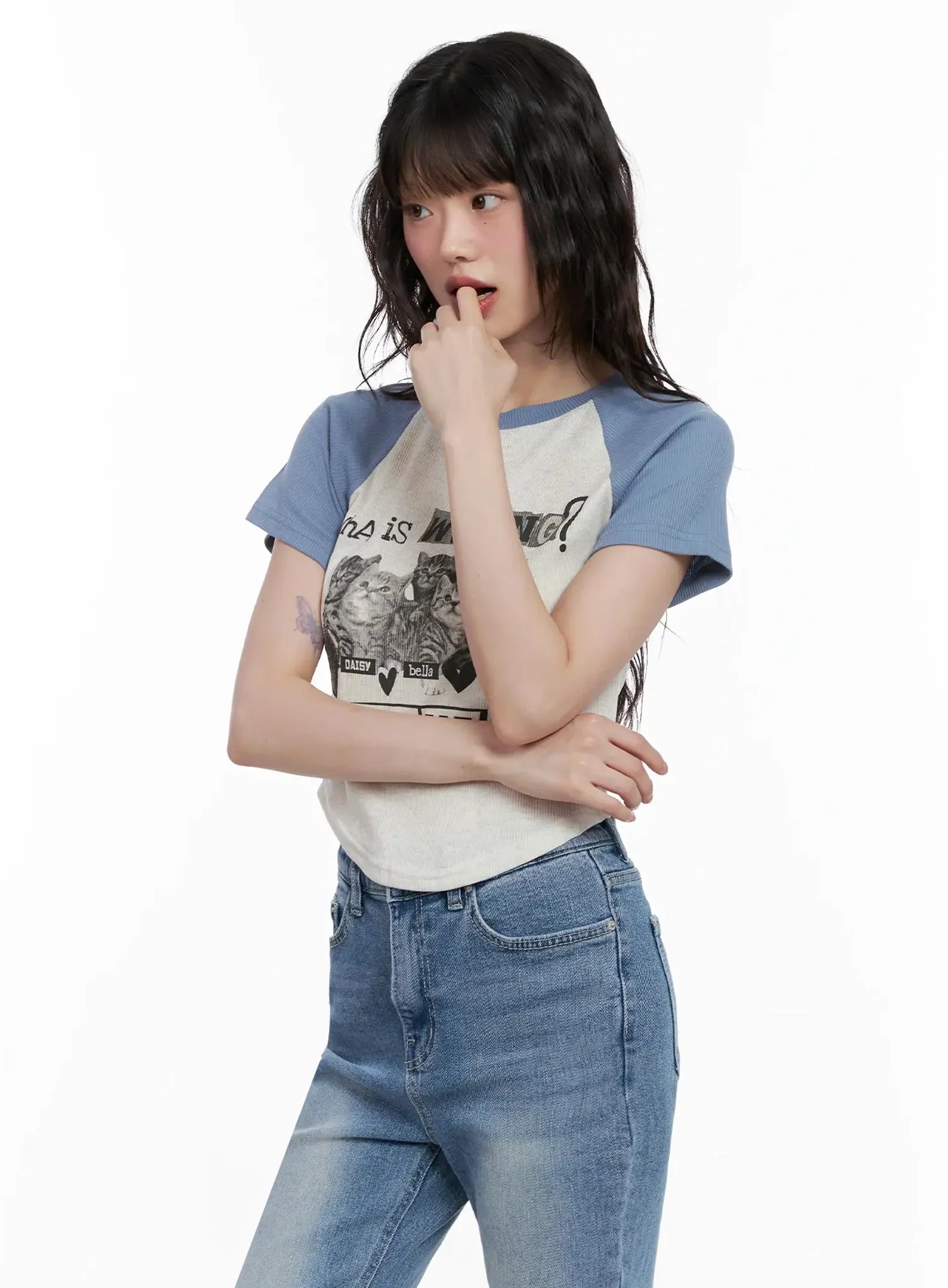 Cat Graphic Raglan Tee IL531