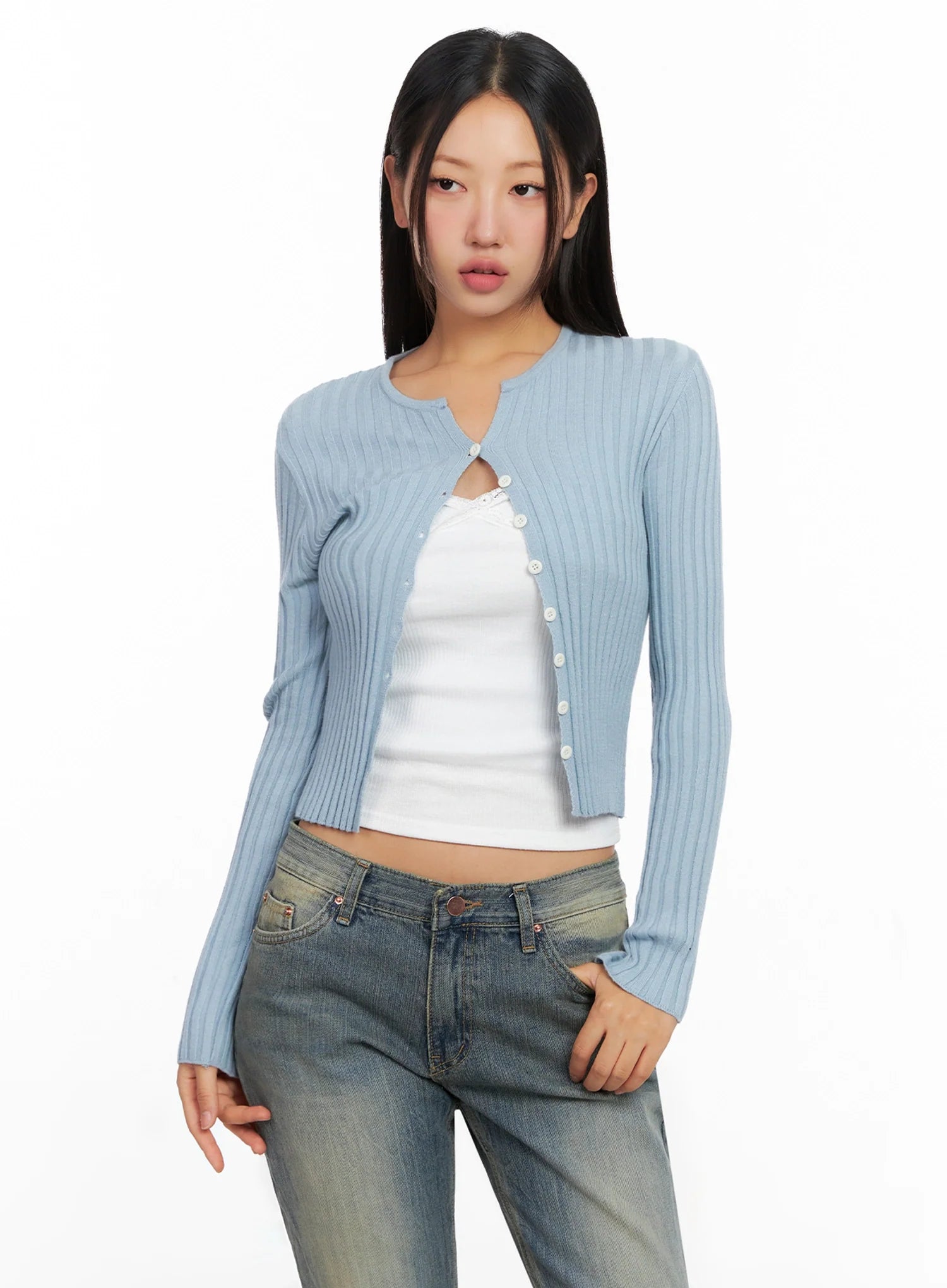 Ribbed Slim Fit Cardigan IG528
