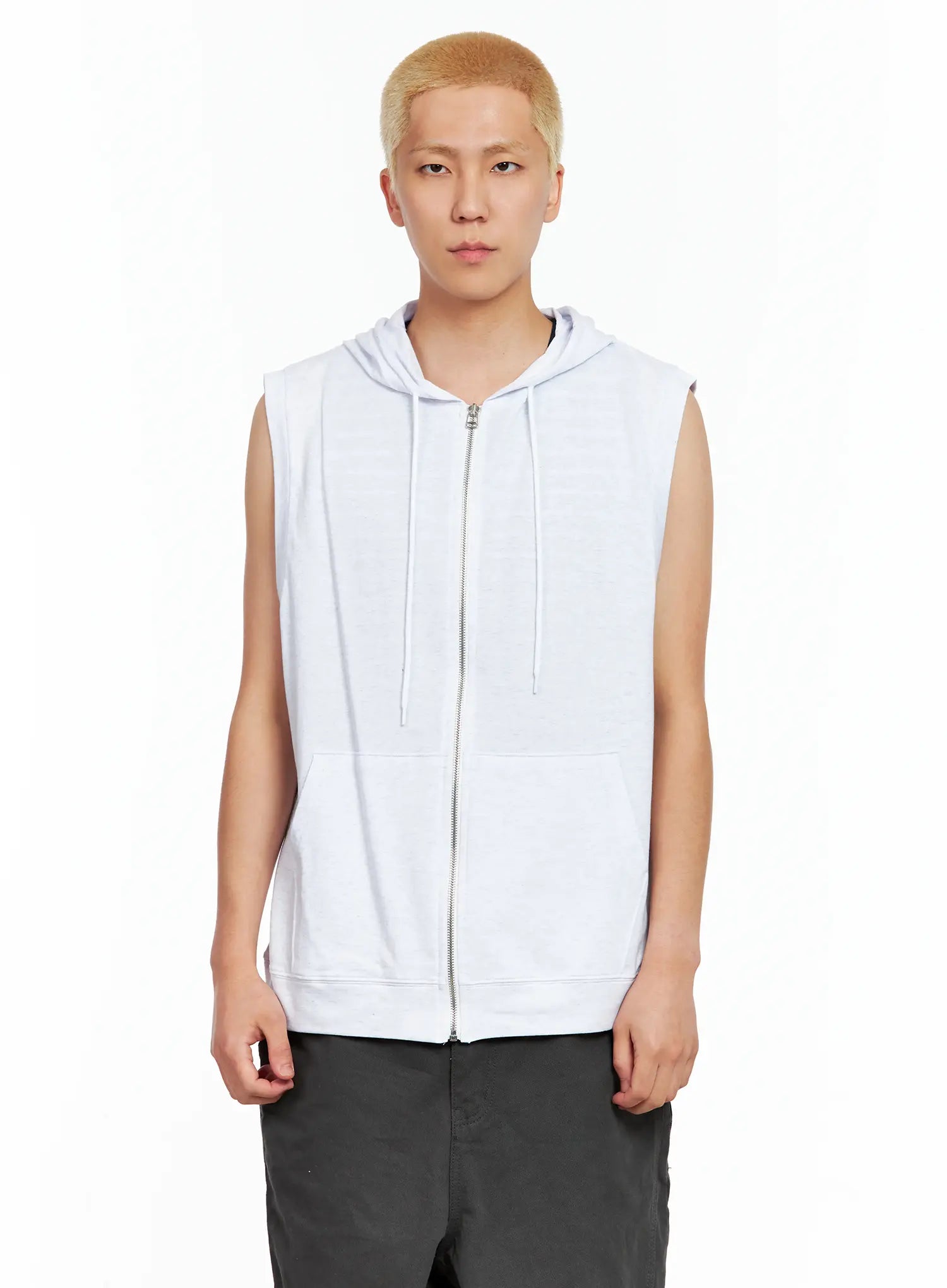 Men's Cotton Zip-Up Hoodie Vest IL511