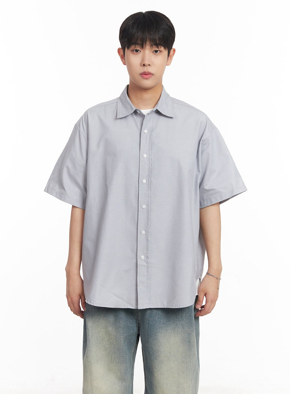Men's Oversized Collared Short Sleeve Shirt IA529
