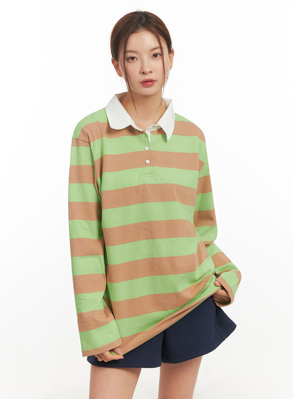Stripe Long Sleeve Polo Shirt IM514